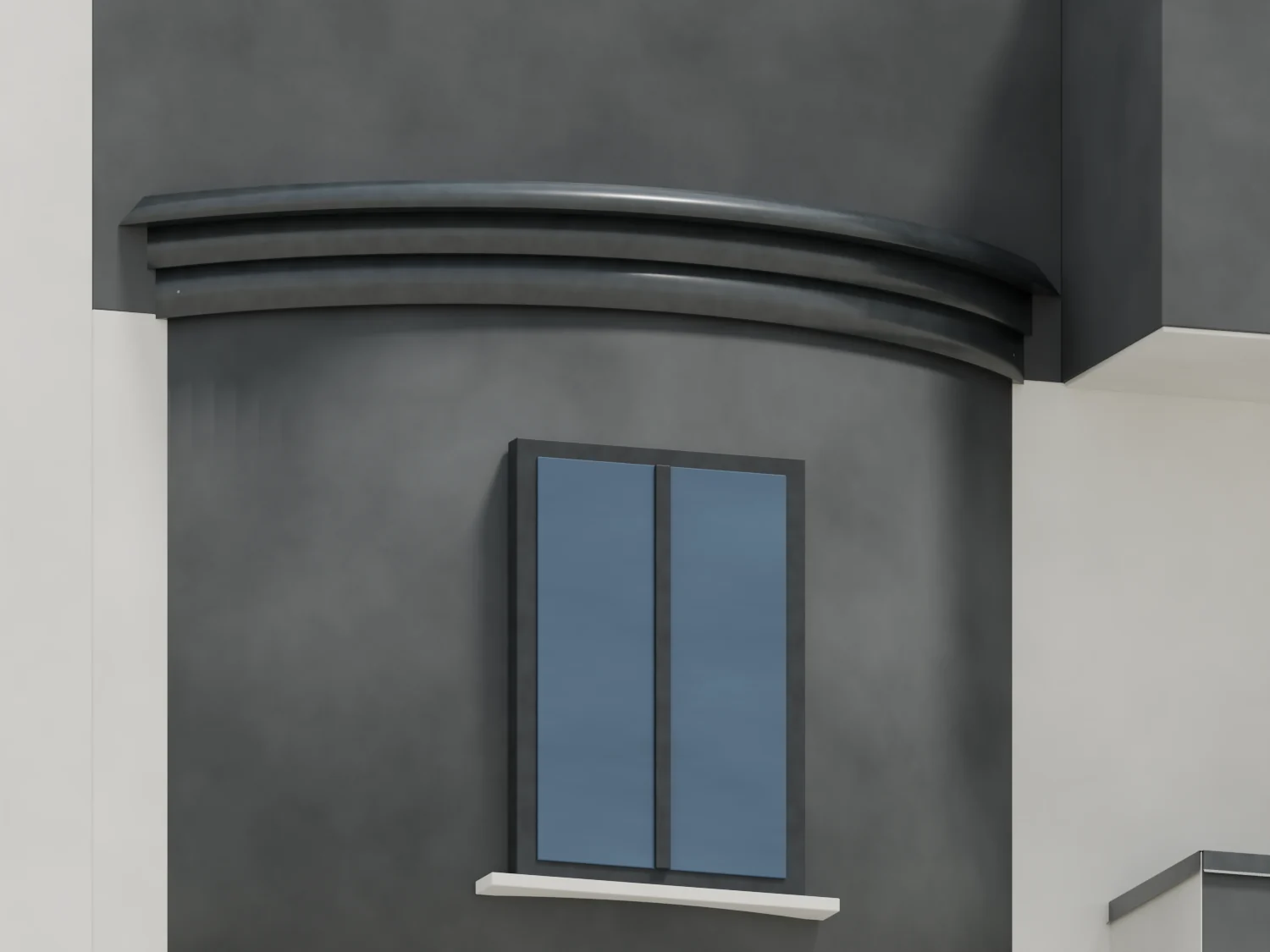 Il modello da vicino: la cornice curva.