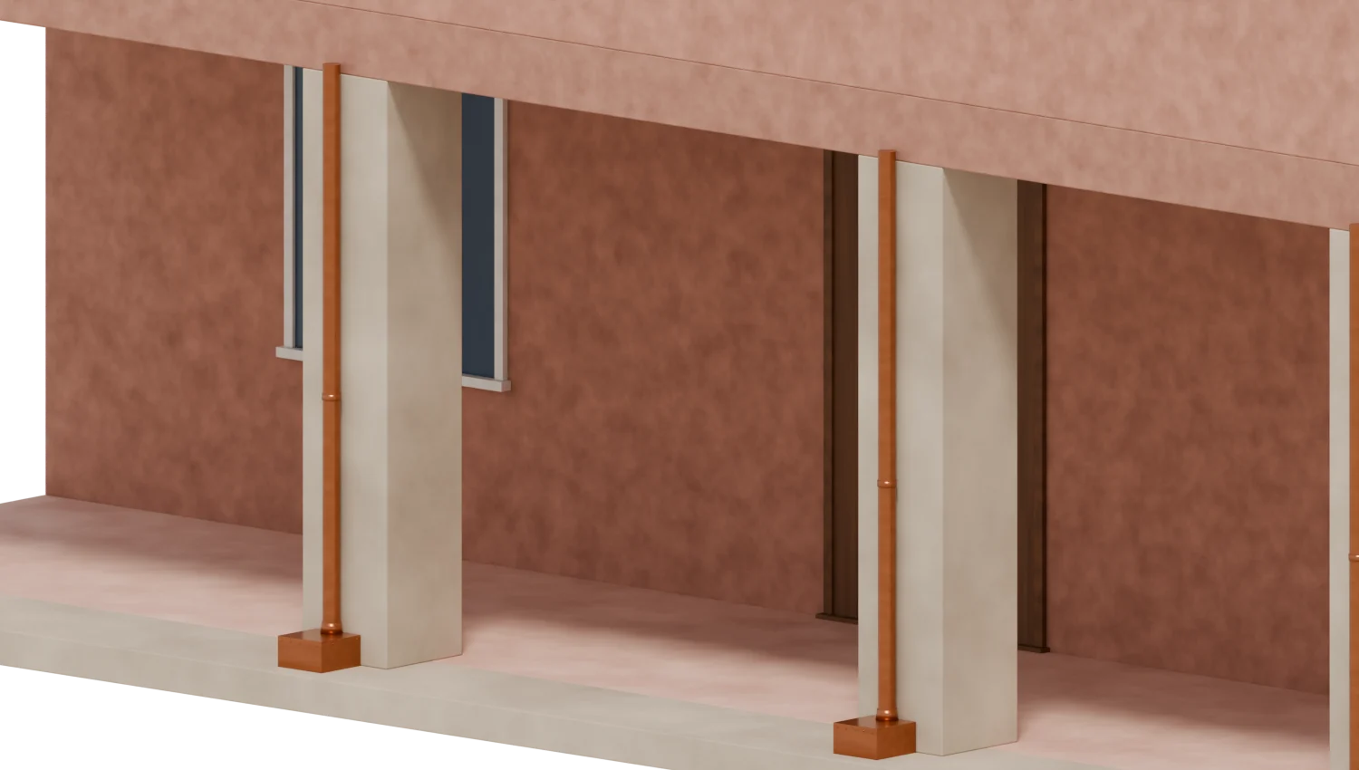 Il modello da vicino: il portico.