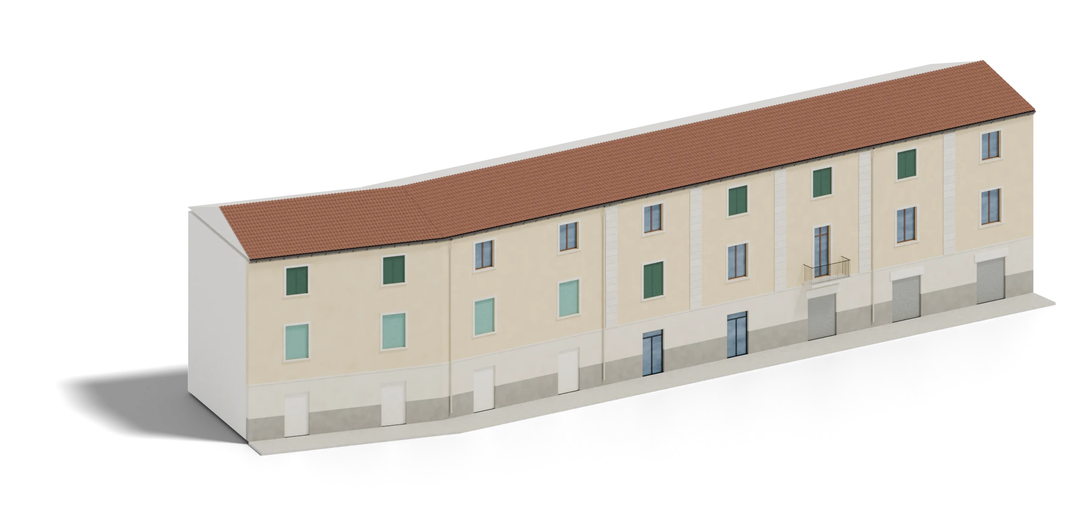 Il modello in tre dimensioni: gronde di una palazzina.